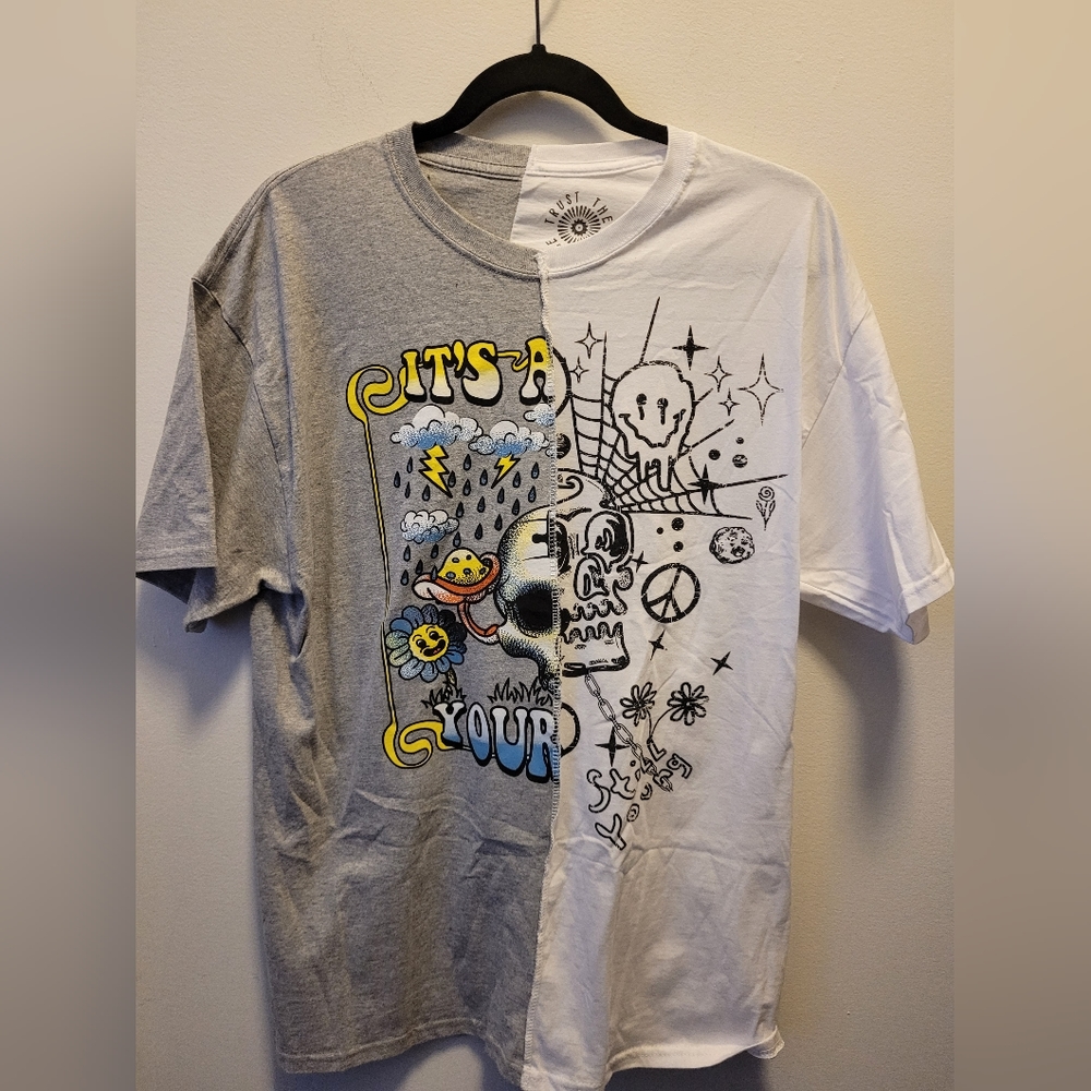 Gray Split Graphic Tee